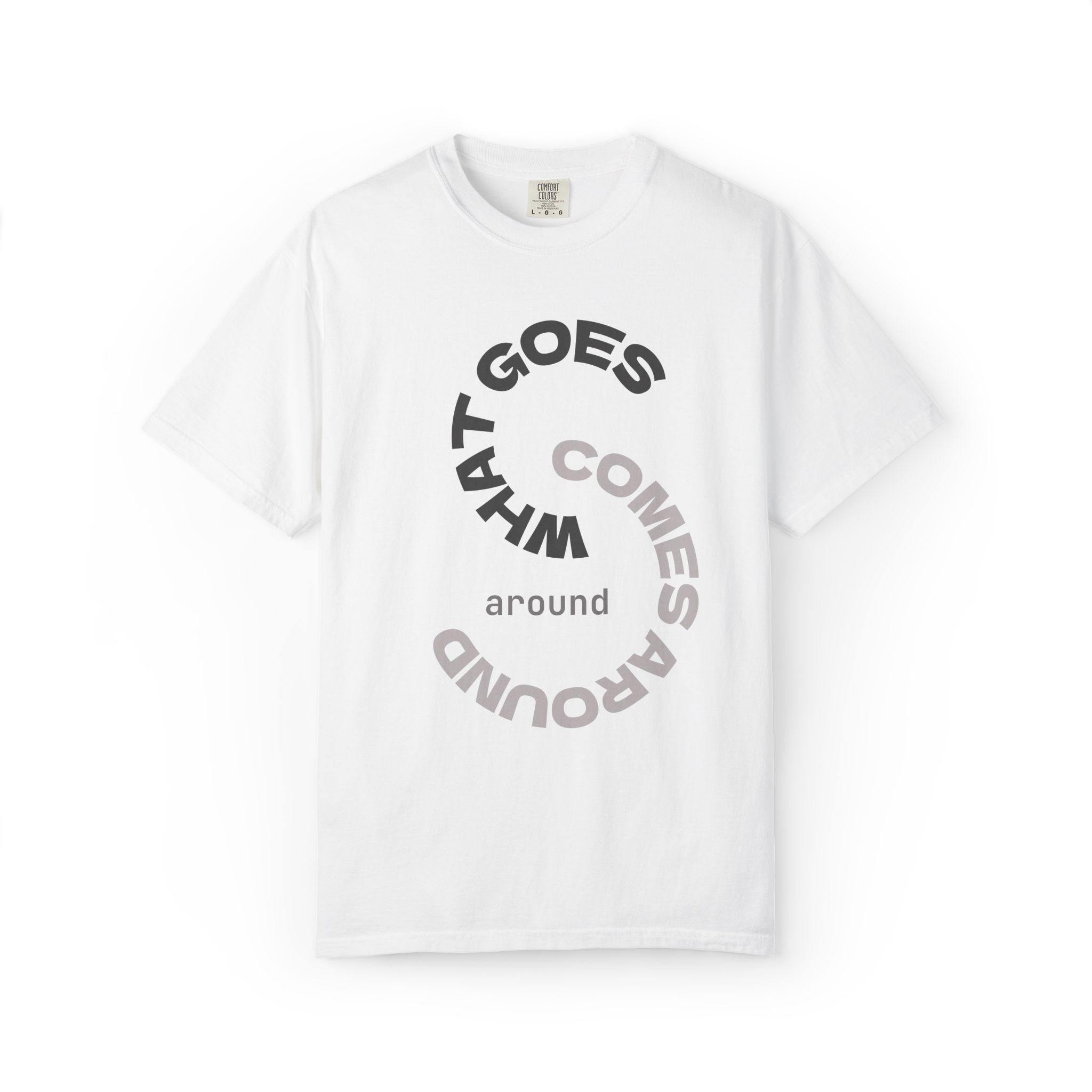 "WHAT GOES AROUND COMES AROUND" A Karma slogan about HOW PEOPLE TREAT YOU by KARMARAMA Premium Street Wear Unisex T-shirt